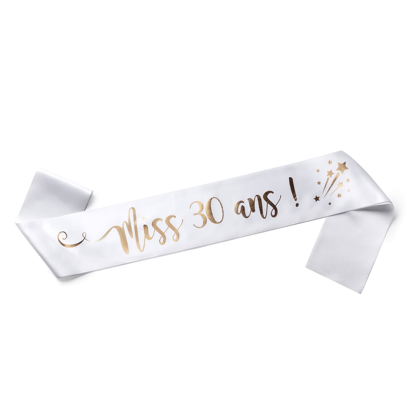 Echarpe Miss 30 ans pour fêter son 30ième Anniversaire - Blanche et Or
