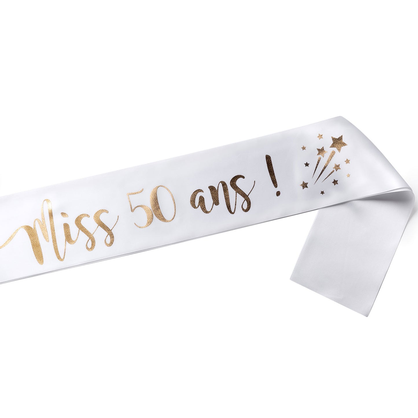 Echarpe Miss 50 ans pour fêter son 50ième Anniversaire - Blanche et Or