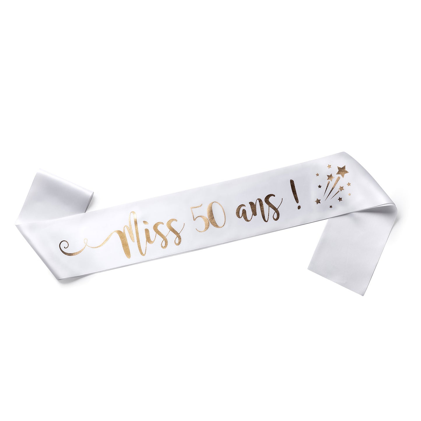 Echarpe Miss 50 ans pour fêter son 50ième Anniversaire - Blanche et Or