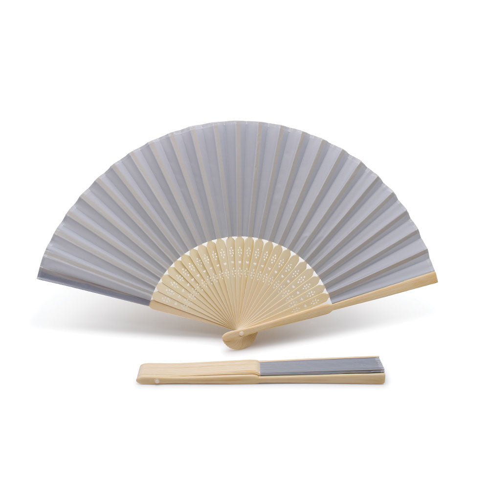 Eventails en Tissu et Bambou - Couleur Gris - Par 10, 20 ou 50 Eventails