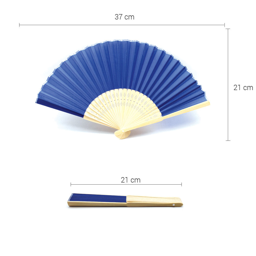 Eventails en Tissu et Bambou - Couleur Bleu Marine - Par 10, 20 ou 50 Eventails