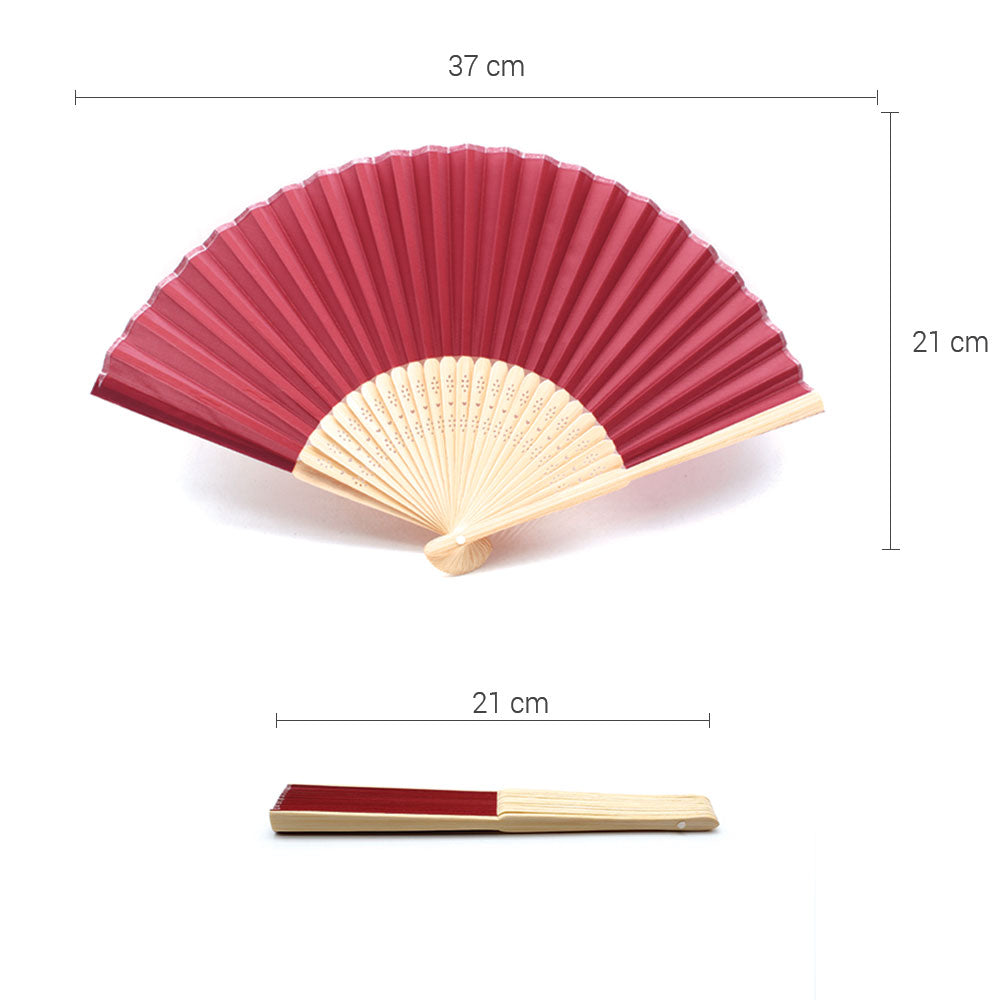Eventails en Tissu et Bambou - Couleur Rouge Bordeaux - Par 10, 20 ou 50 Eventails