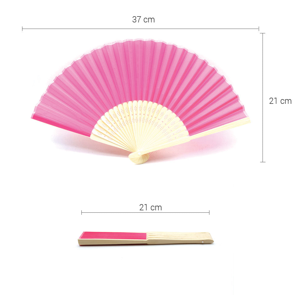 Eventails en Tissu et Bambou - Couleur Fushia - Par 10, 20 ou 50 Eventails