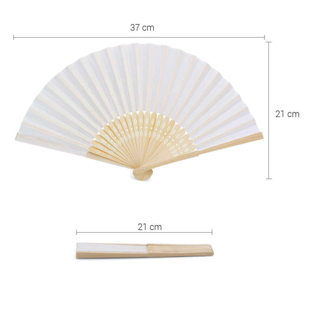 Eventails en Tissu et Bambou - Couleur Blanc - Par 10, 20, 50, 100, 150 et 200 Eventails