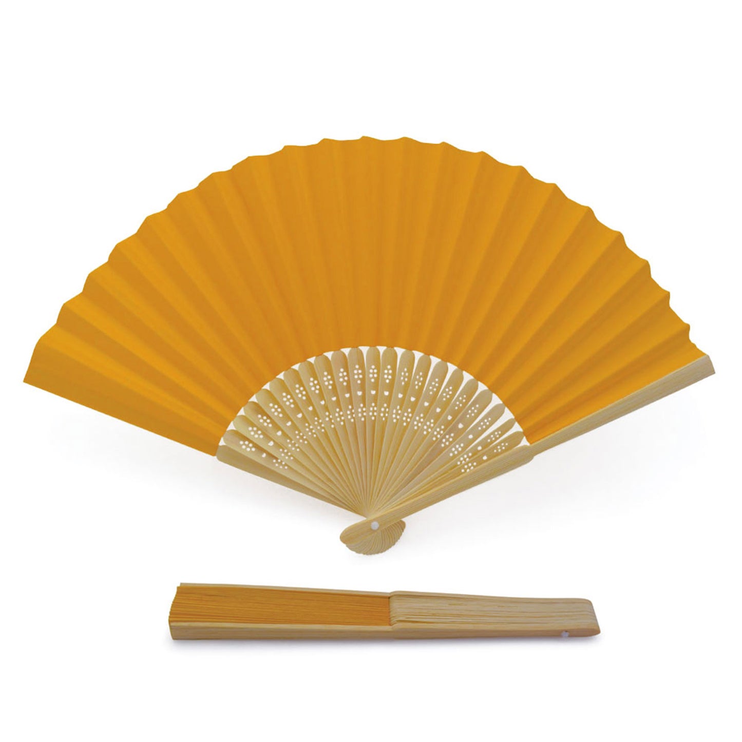 Eventails en Papier et Bambou - Couleur Orange - Par 10, 20 ou 50 Eventails