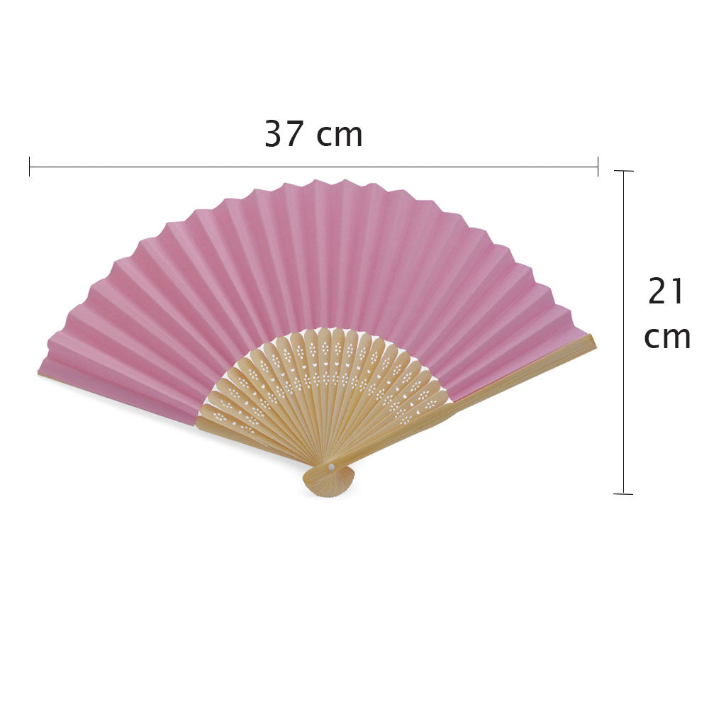 Eventails en Papier et Bambou - Couleur Rose - Par 10, 20 ou 50 Eventails