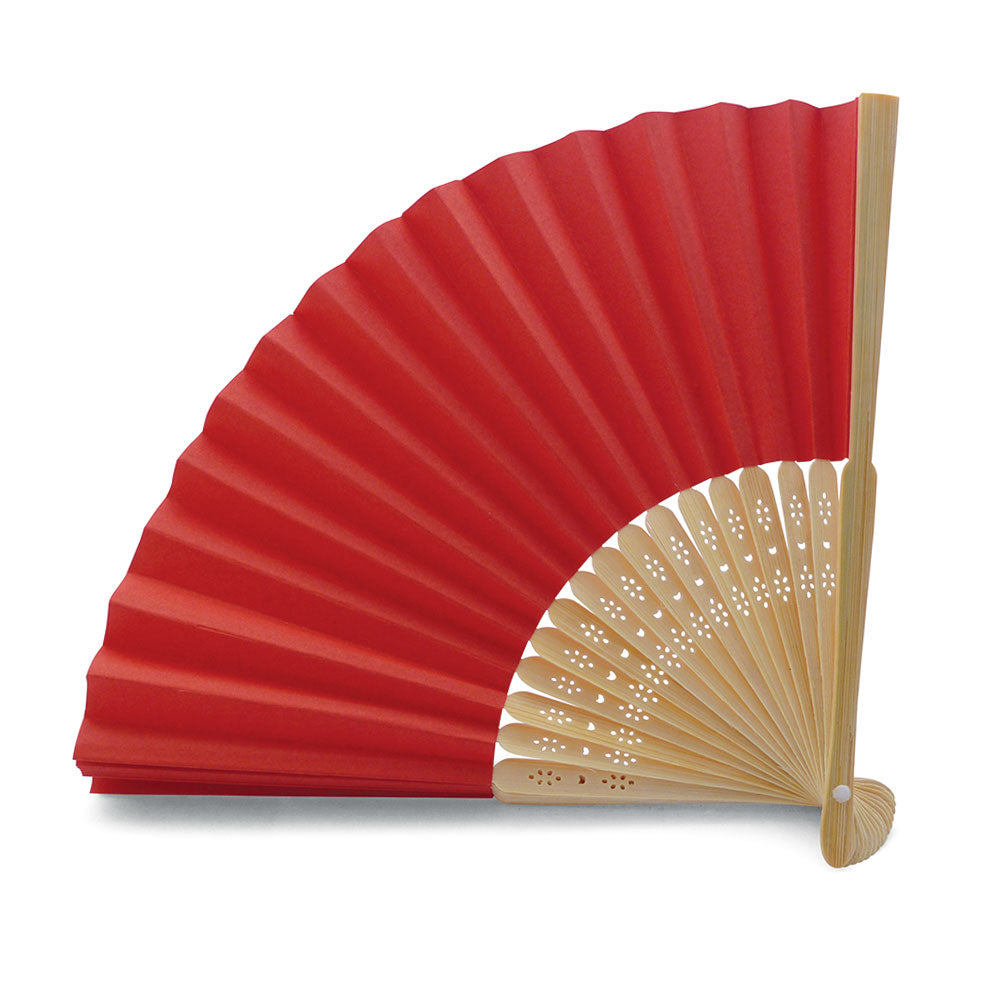 Eventails en Papier et Bambou - Couleur Rouge - Par 10, 20 ou 50 Eventails
