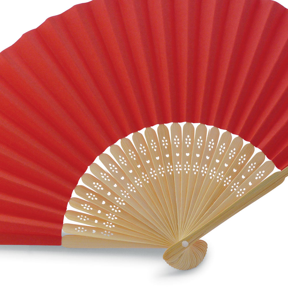 Eventails en Papier et Bambou - Couleur Rouge - Par 10, 20 ou 50 Eventails