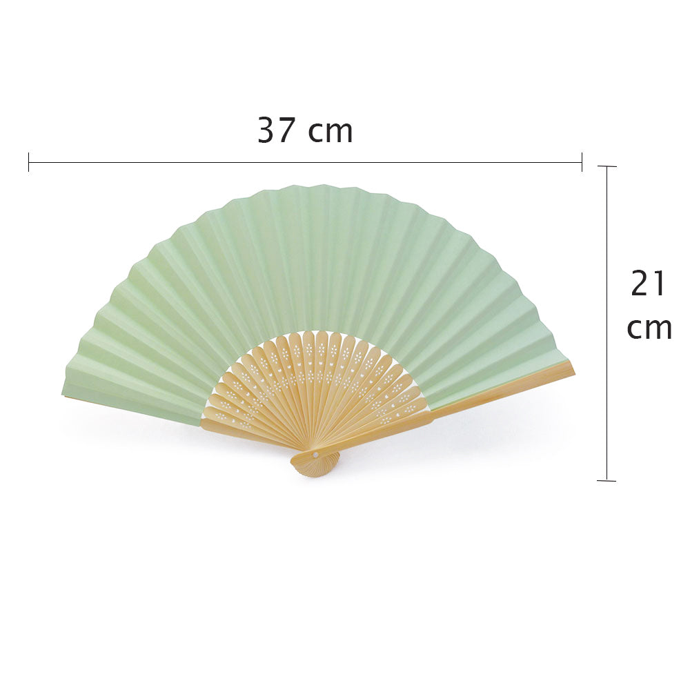 Eventails en Papier et Bambou - Couleur Vert - Par 10, 20 ou 50 Eventails