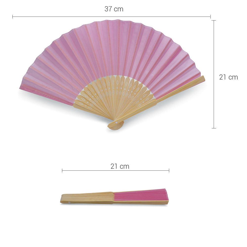 Eventails en Tissu avec pochette en Organza - Couleur Rose - Par 10, 20 ou 50 Eventails