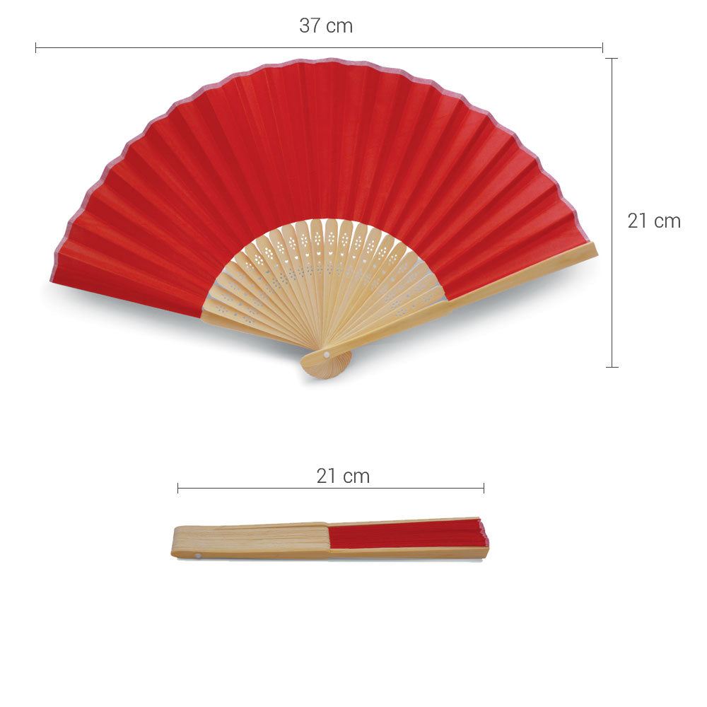 Eventails en Tissu avec pochette en Organza - Couleur Rouge - Par 10, 20 ou 50 Eventails