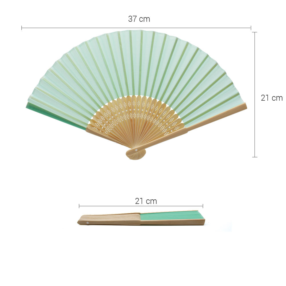 Eventails en Tissu et Bambou - Couleur Vert - Par 10, 20 ou 50 Eventails