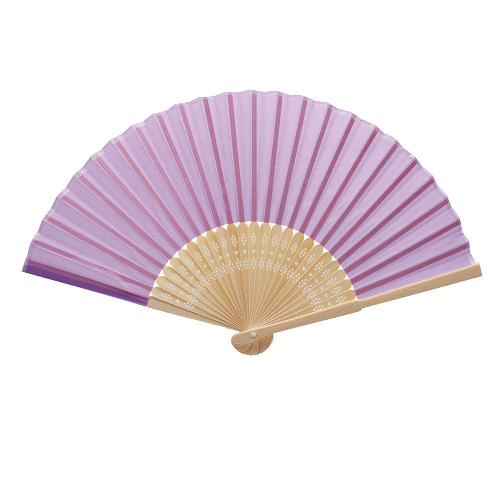 Éventails en tissu lavande et bambou