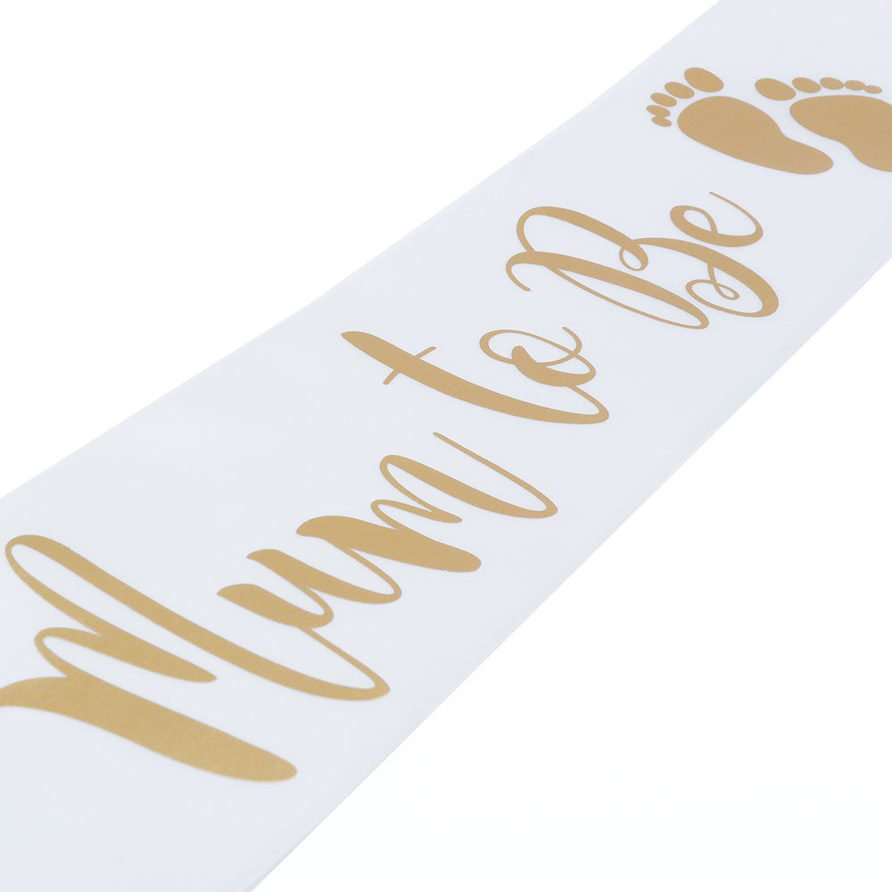 Echarpe Mum to Be pour Babyshower - Blanche et Or