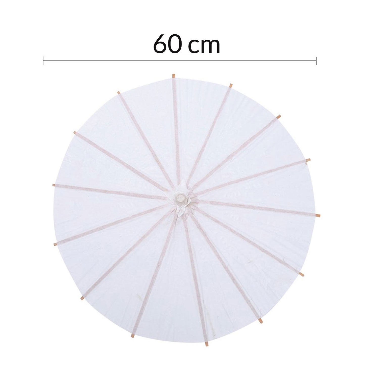 Lot de 20 Petites Ombrelles Blanches en Bambou et Papier - Ø60 cm