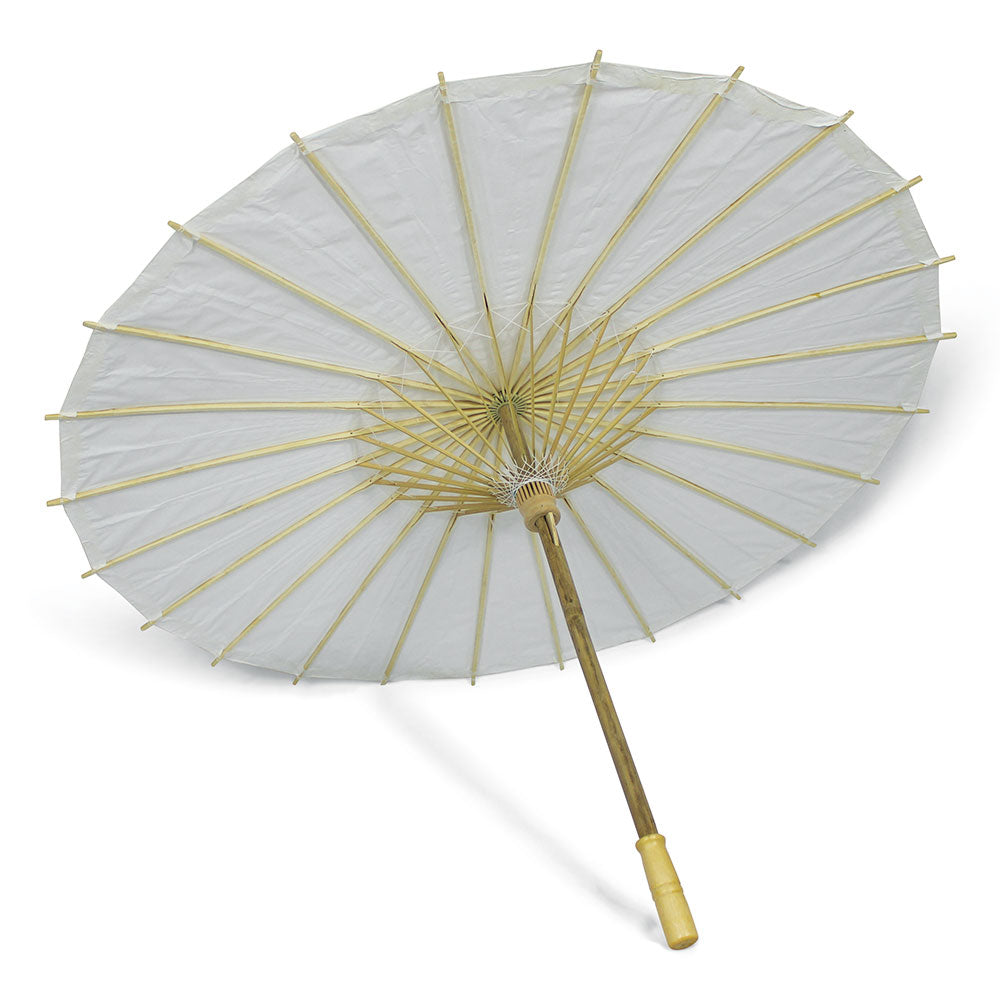 Lot de 10 Ombrelles Blanches en Bambou et Papier - Ø88 cm