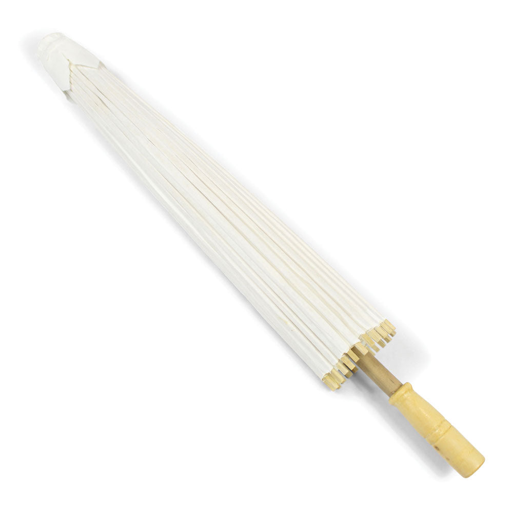 Lot de 10 Ombrelles Blanches en Bambou et Papier - Ø88 cm