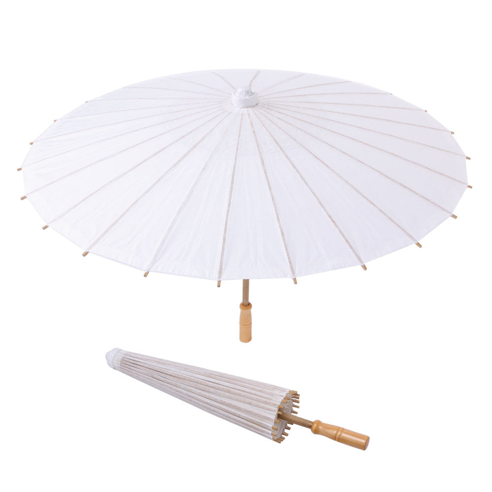 Lot de 20 Petites Ombrelles Blanches en Bambou et Papier - Ø60 cm