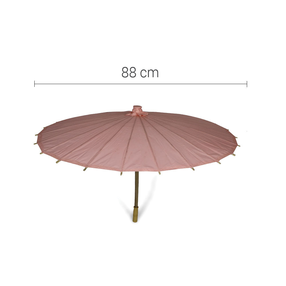Lot de 10 Ombrelles Roses en Bambou et Papier - Ø88 cm