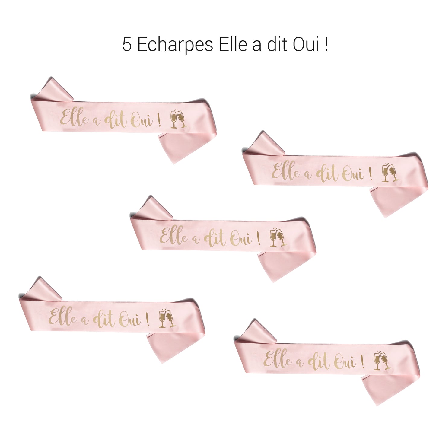 Pack de 5 Echarpes Elle a dit Oui - Rose et Or