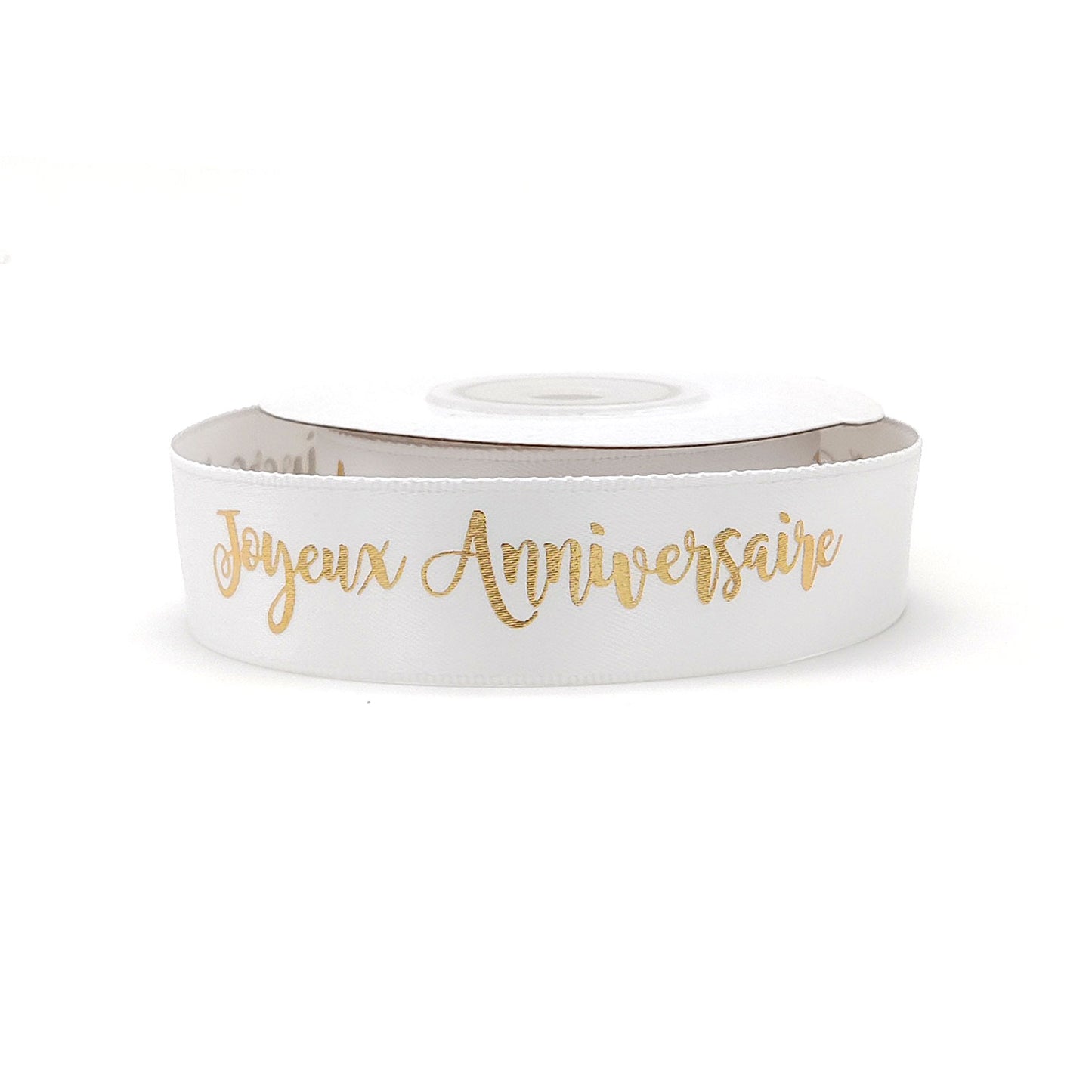 Ruban Joyeux Anniversaire Blanc et Or (19 mm)