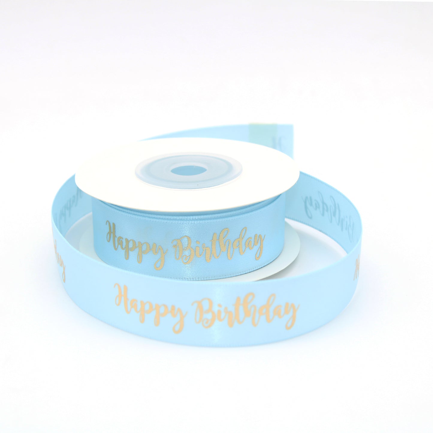 Ruban Happy Birthday Bleu et Or (19 mm)