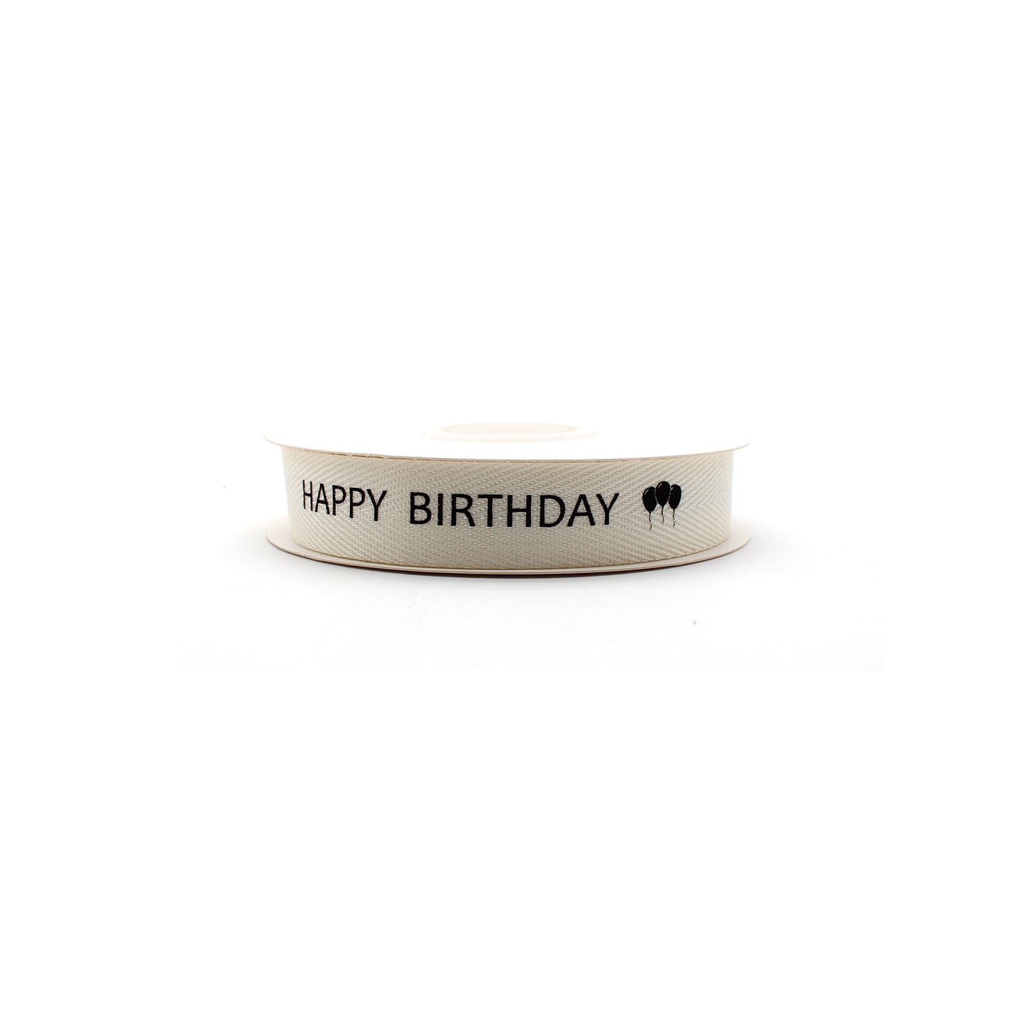 Ruban Happy Birthday en Coton Blanc (16 mm)