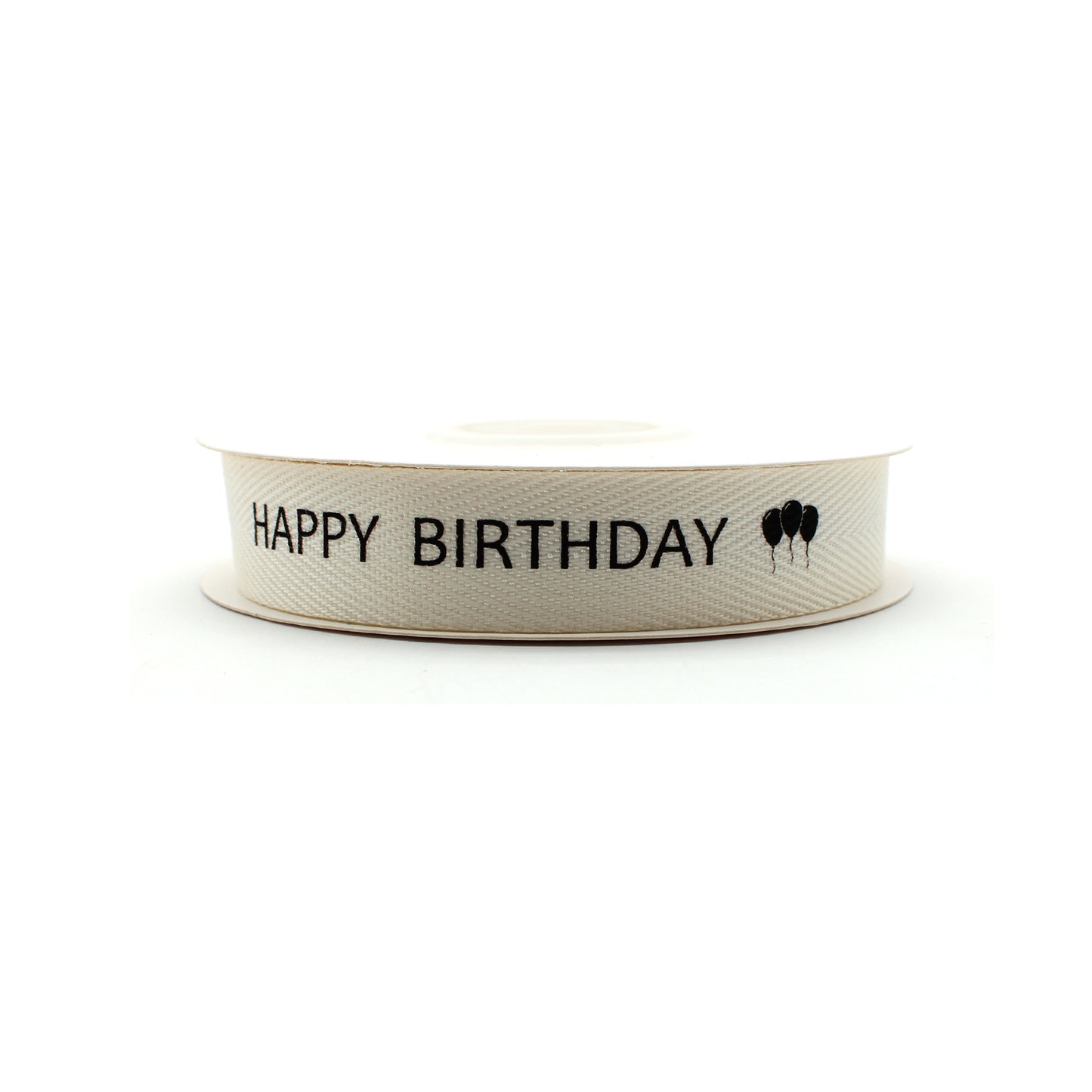 Ruban Happy Birthday en Coton Blanc (16 mm)