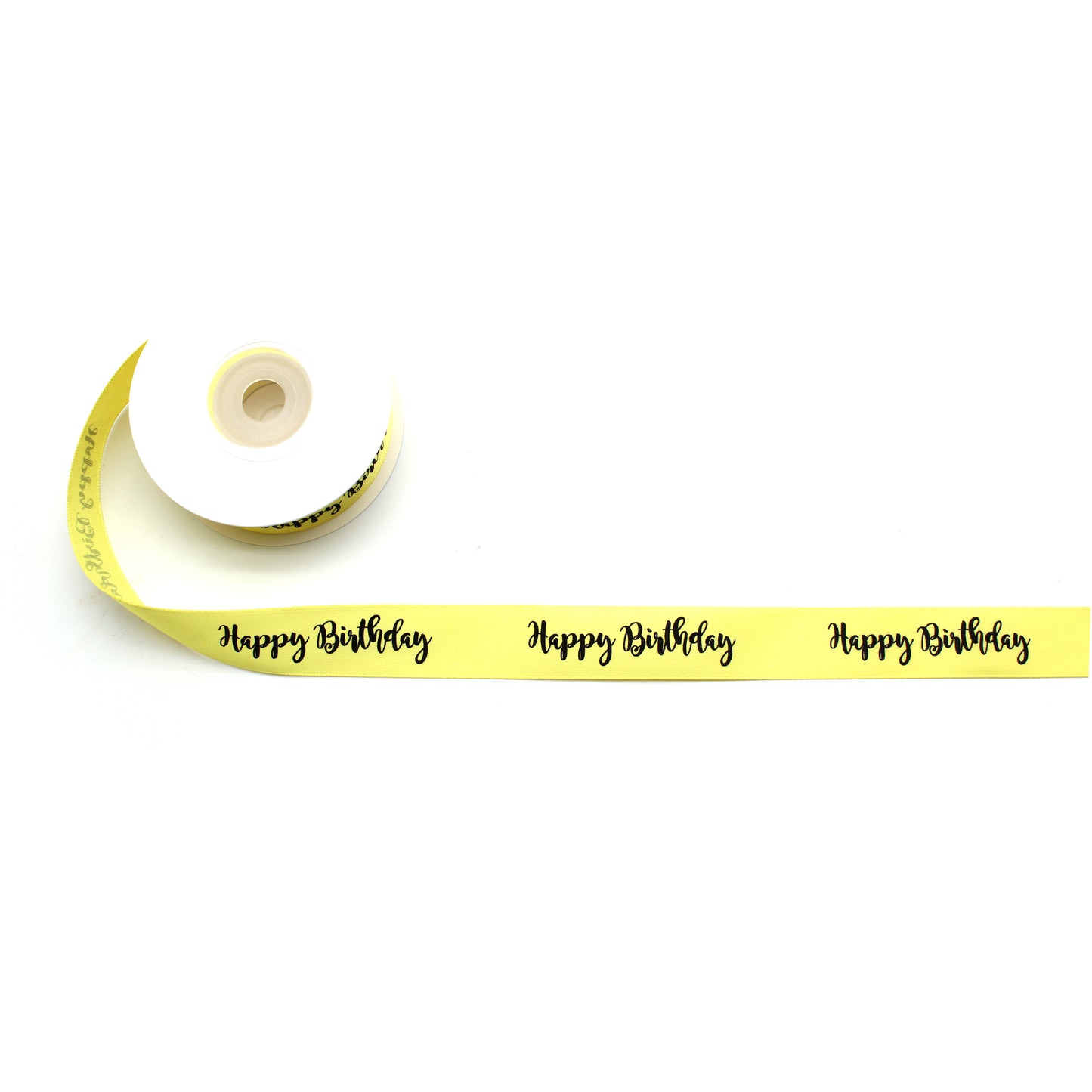 Ruban Happy Birthday Jaune et Noir (19 mm)