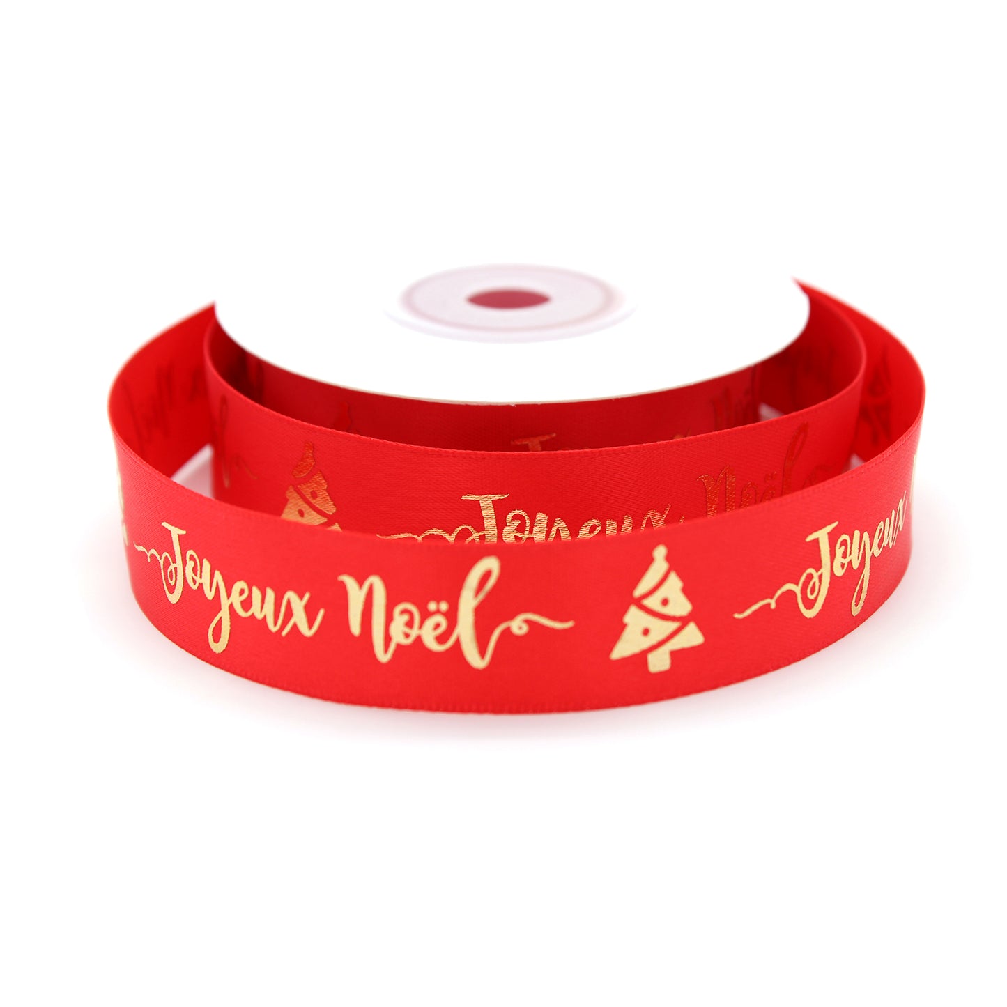 Ruban Joyeux Noel Rouge et Or (19 mm)