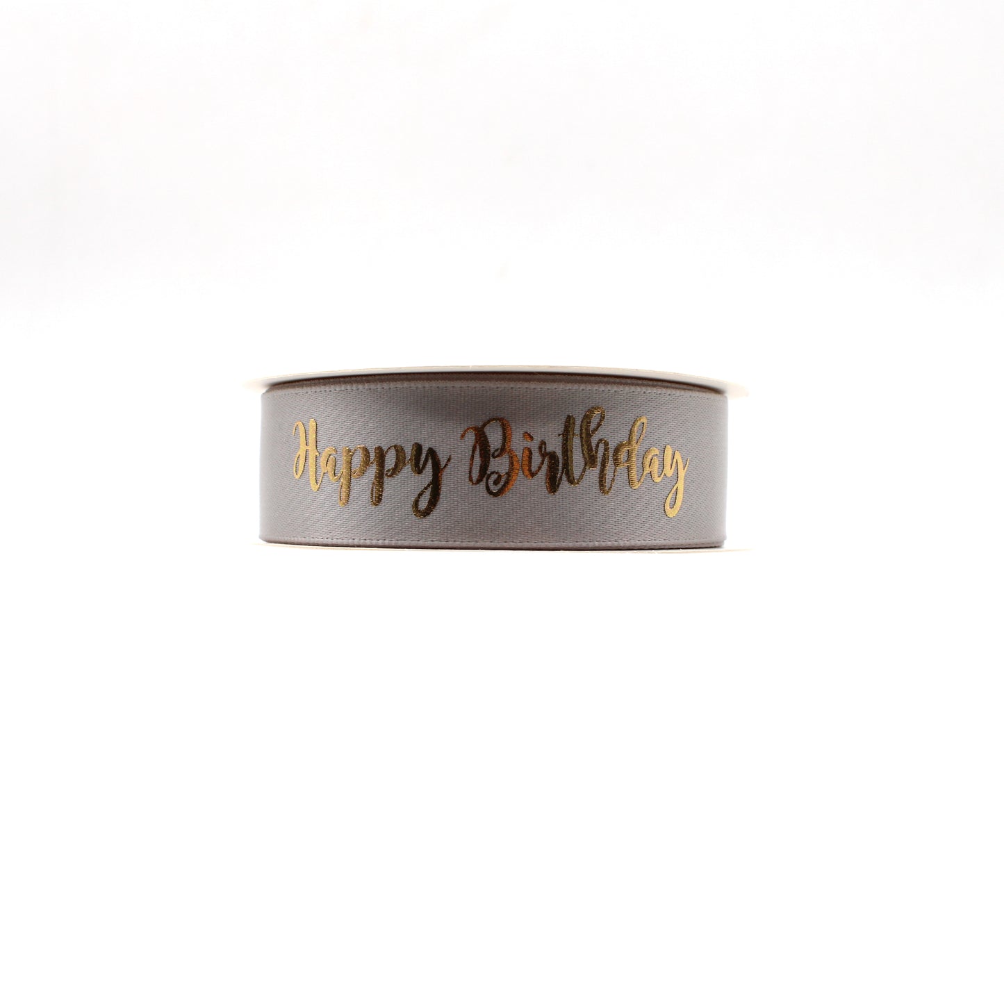 Ruban Happy Birthday Taupe et Or (19 mm)