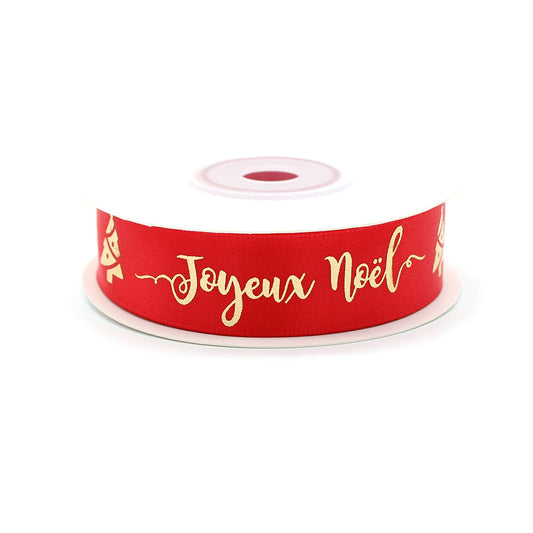Ruban de Noël rouge et or pour emballer les cadeaux