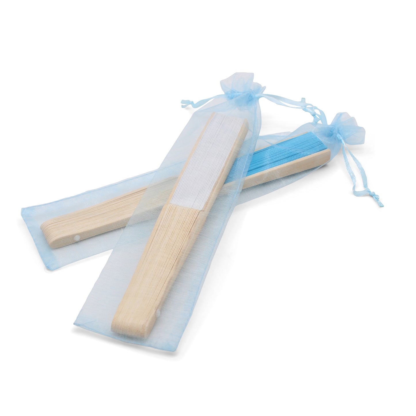 Lot de 50 Pochettes en Organza Bleues pour Éventails – Fraîches et Apaisantes