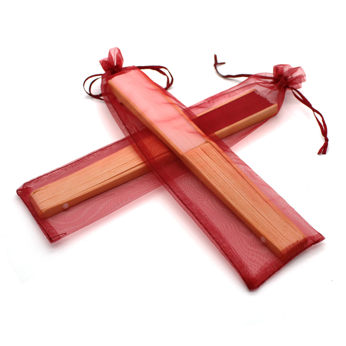 Lot de 50 Pochettes en Organza Bordeaux pour Éventails – Élégantes et Raffinées