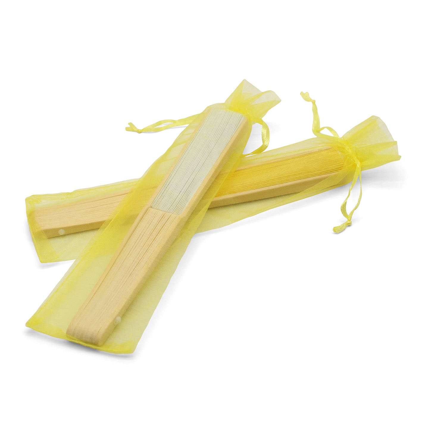 Lot de 50 Pochettes en Organza Jaunes pour Éventails – Solaires et Rayonnantes