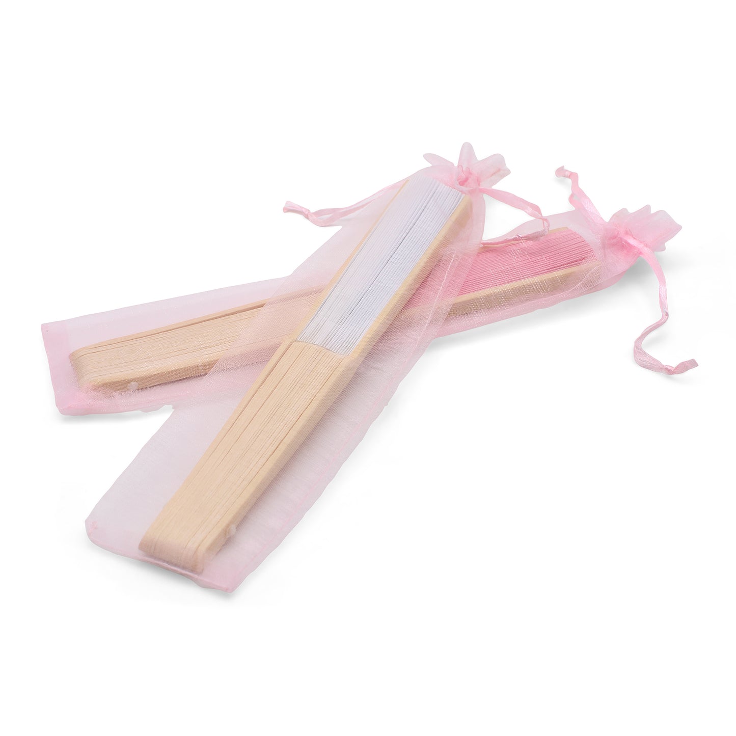 Lot de 50 Pochettes en Organza Roses pour Éventails – Douceur et Romantisme