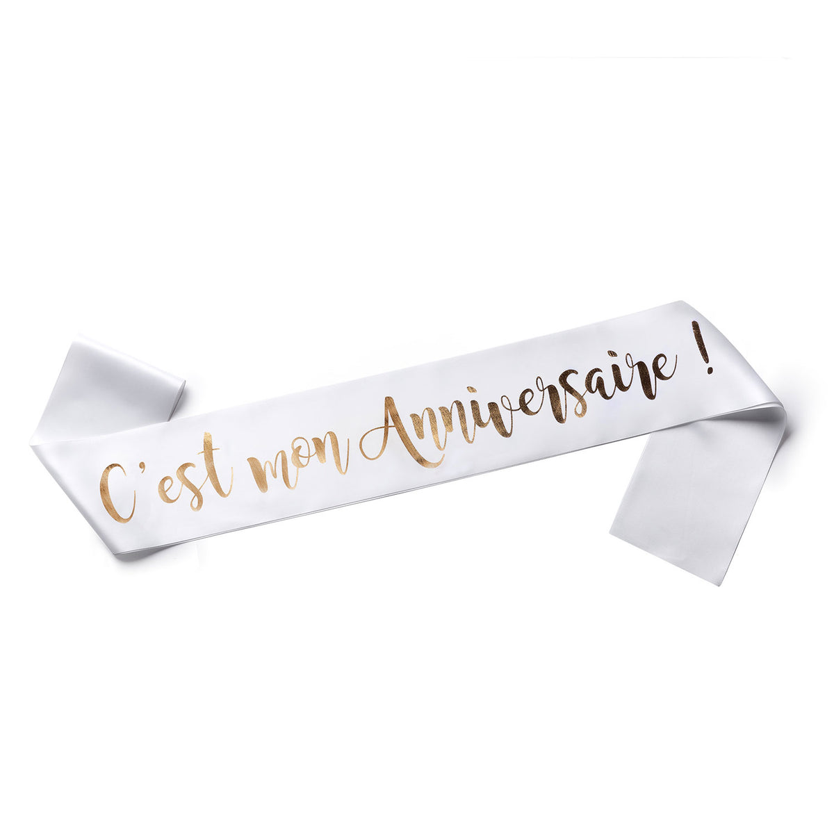 Écharpe C'est mon Anniversaire blanche et or