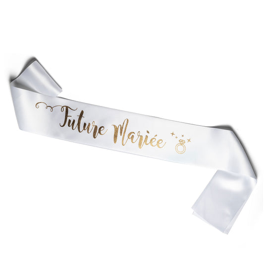 Echarpe Future Mariée pour EVJF - Blanche et Or