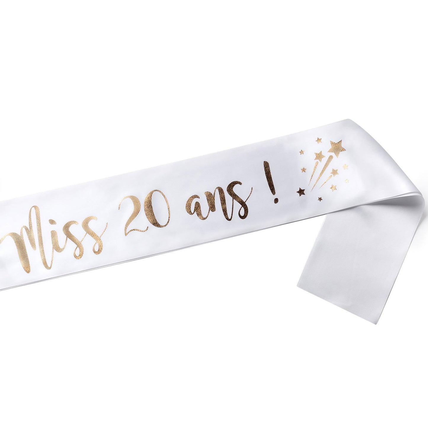 Echarpe Miss 20 ans pour fêter son 20ième Anniversaire - Blanche et Or