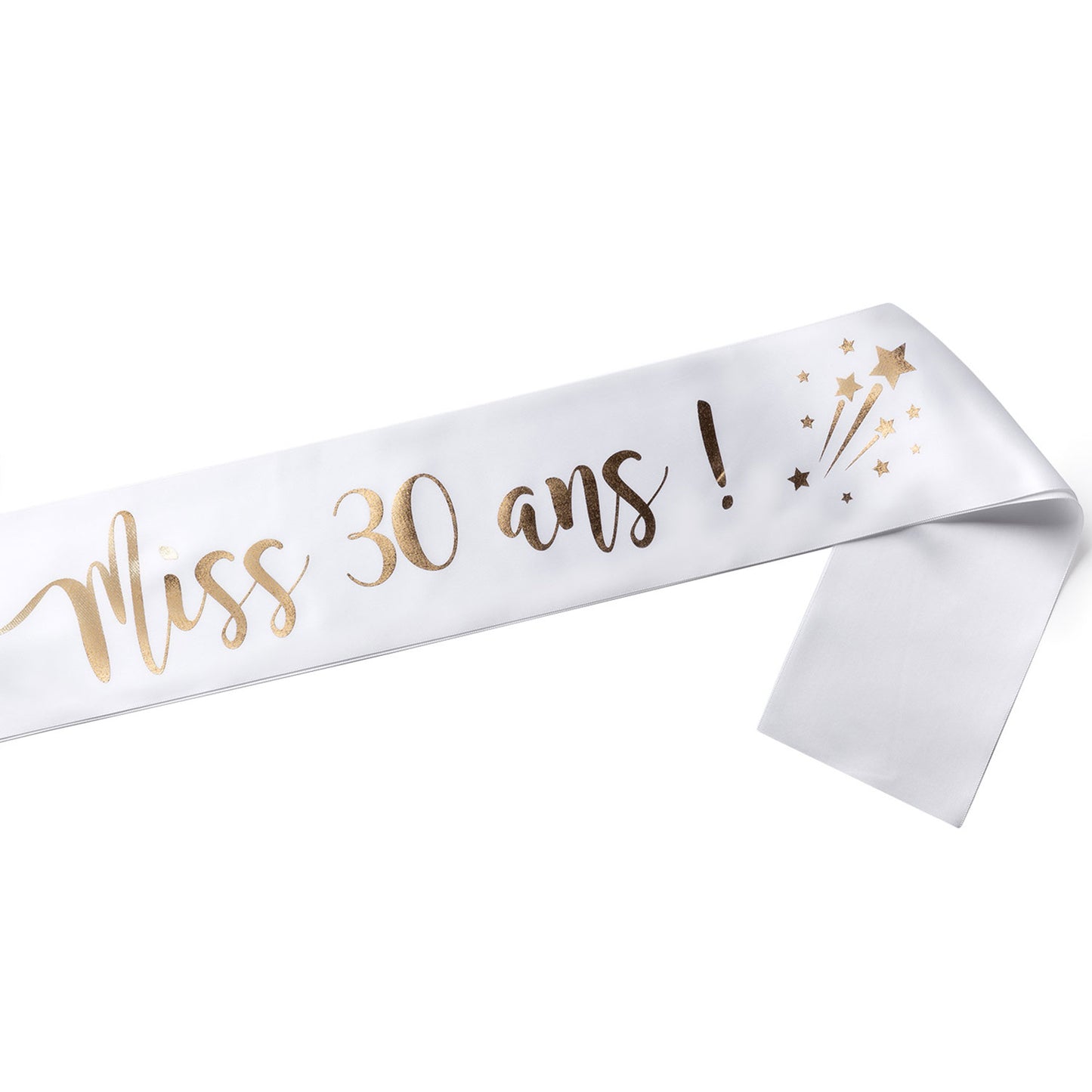 Echarpe Miss 30 ans pour fêter son 30ième Anniversaire - Blanche et Or
