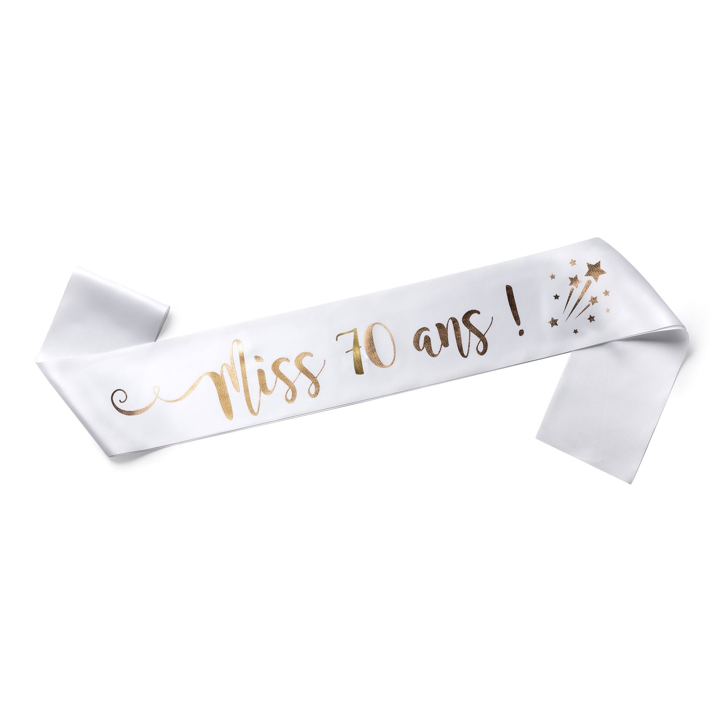 Echarpe Miss 70 ans pour fêter son 70ième Anniversaire - Blanche et Or