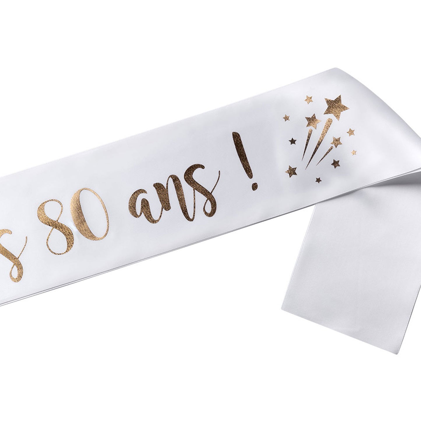 Echarpe Miss 80 ans pour fêter son 80ième Anniversaire - Blanche et Or