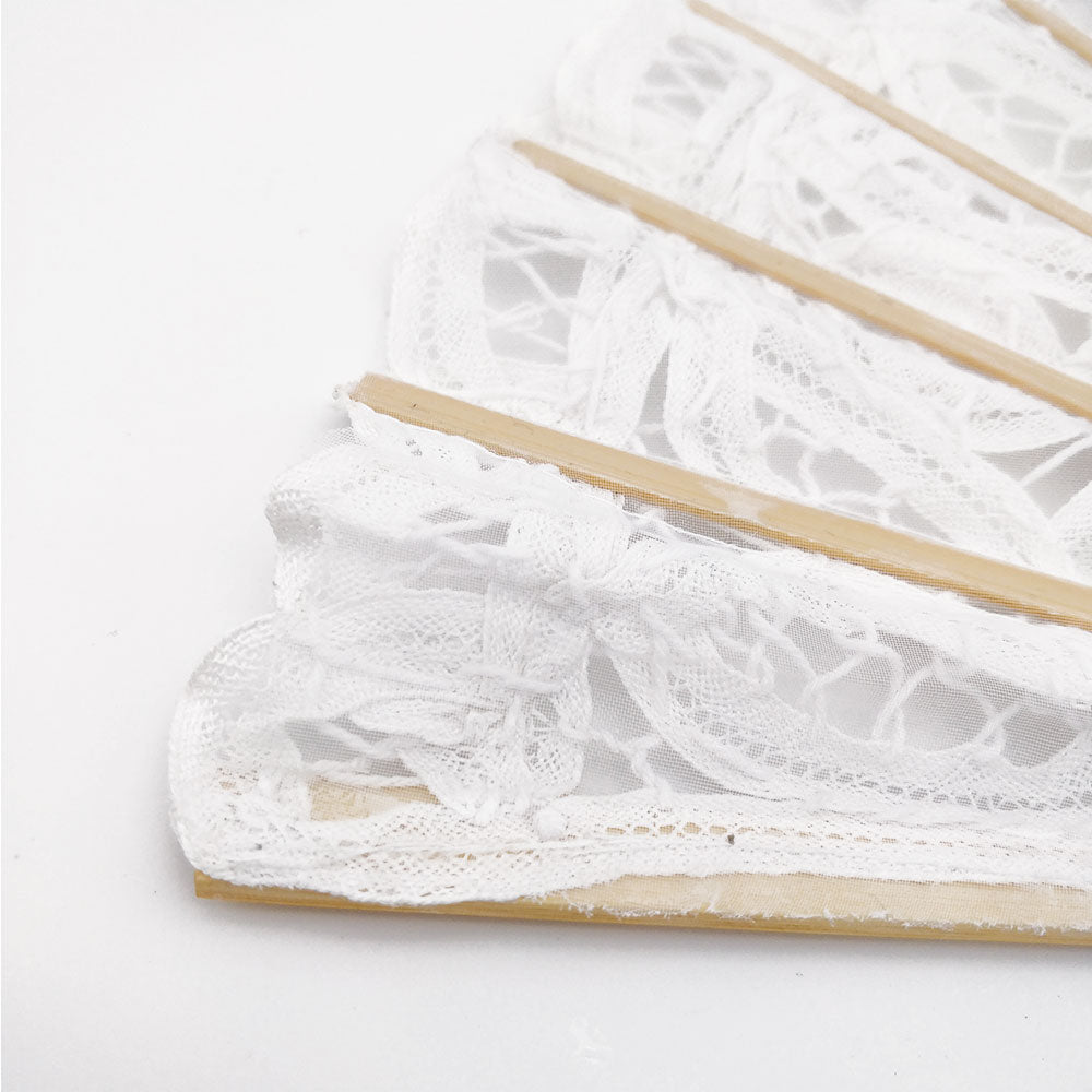 Éventail de Mariée OLILLY XL – Dentelle Blanche &amp; Bois Naturel – 50 cm