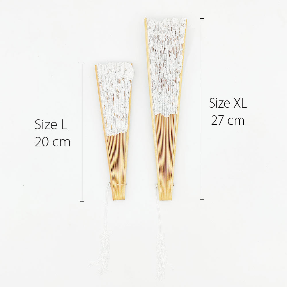 Éventail de Mariée OLILLY XL – Dentelle Blanche &amp; Bois Naturel – 50 cm