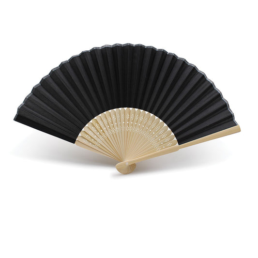 Eventails en Tissu et Bambou - Couleur Noir - Par 10, 20 ou 50 Eventails