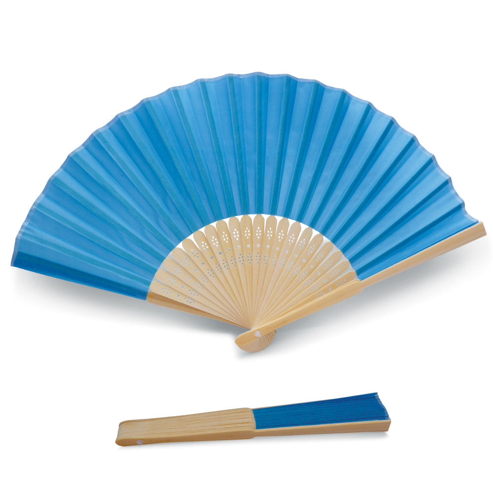 Eventails en Papier et Bambou - Couleur Bleu - Par 10, 20 ou 50 Eventails