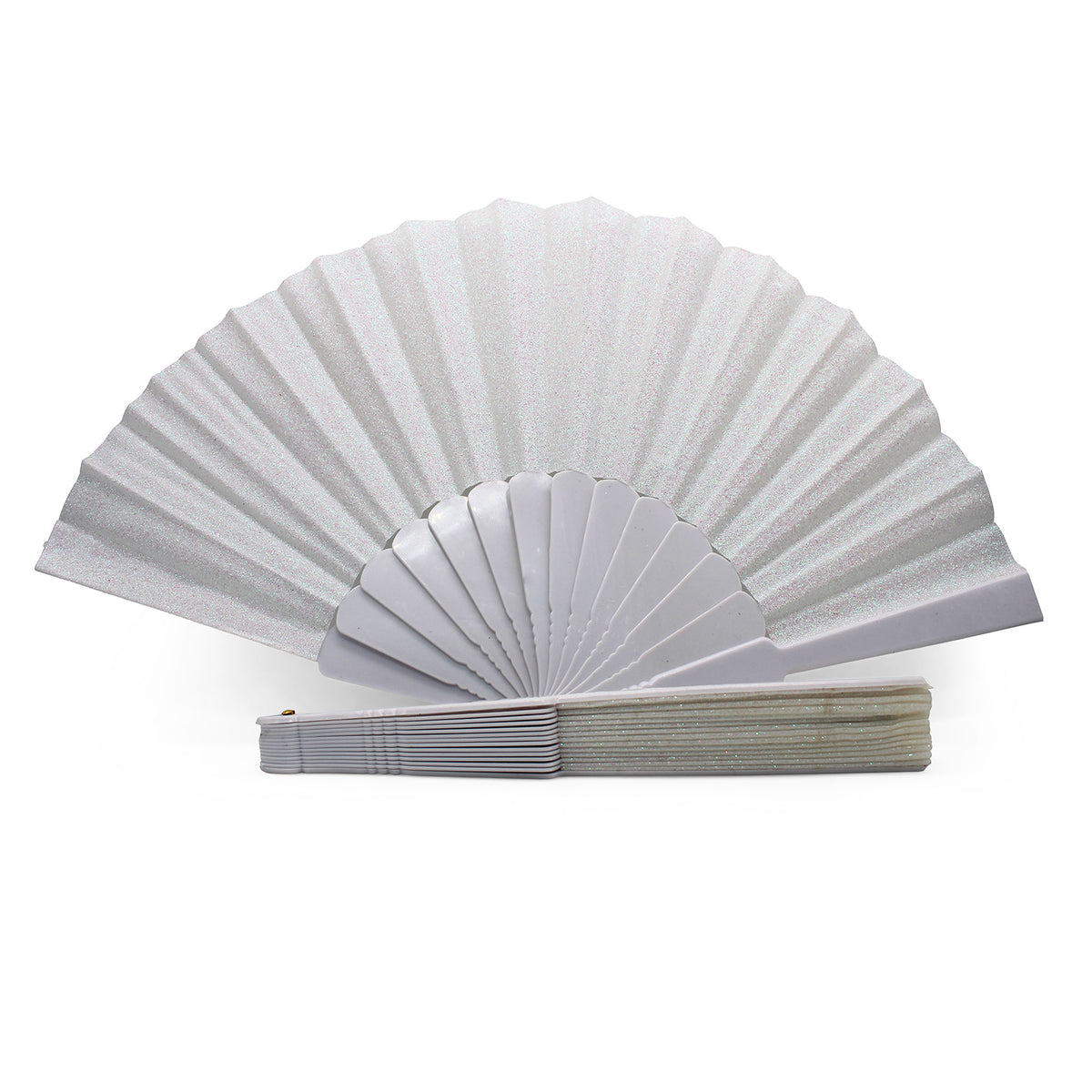 Éventails pailletés blancs OLILLY – lot de 5, 10 ou 20