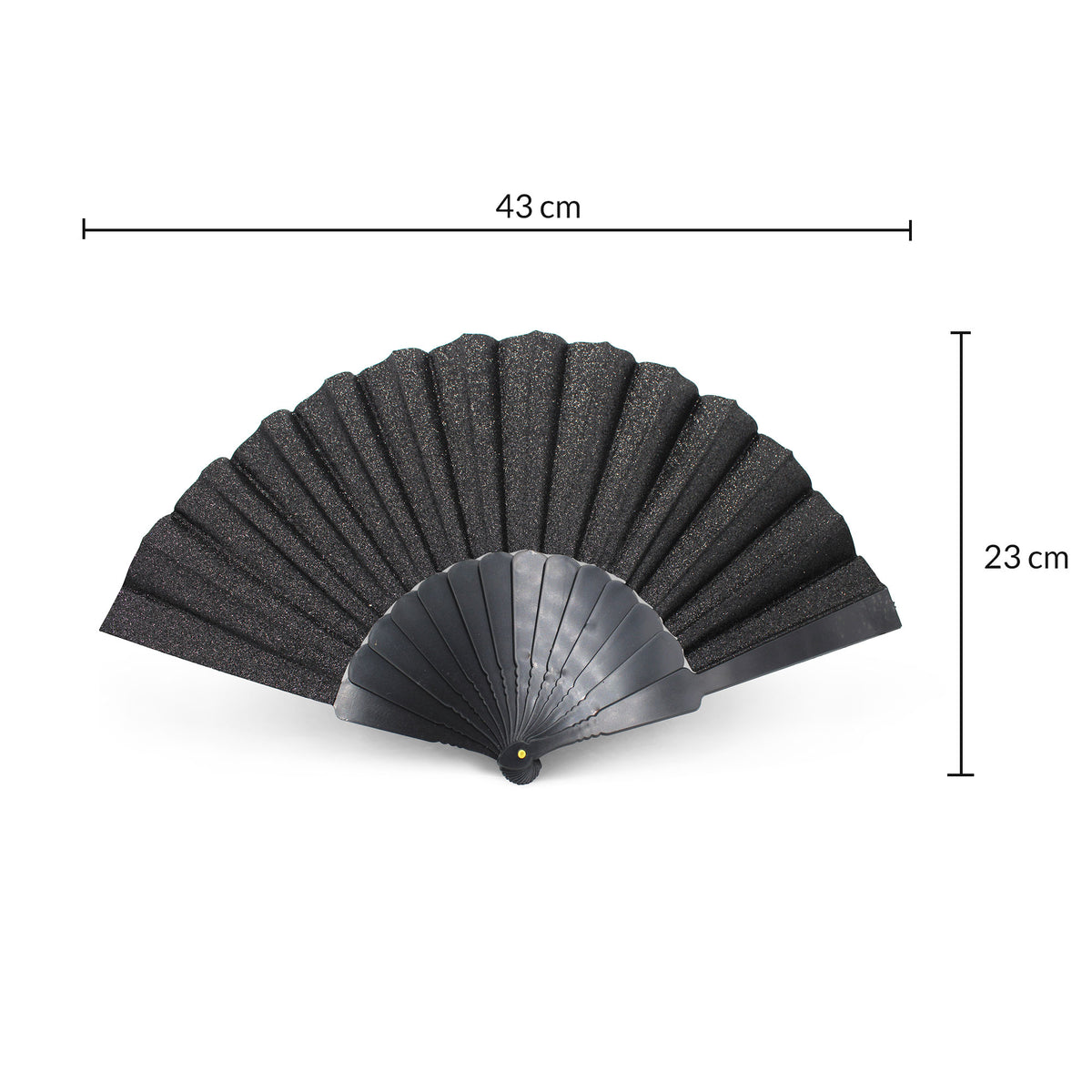 Éventail pailleté noir OLILLY grand format, 43 cm ouvert