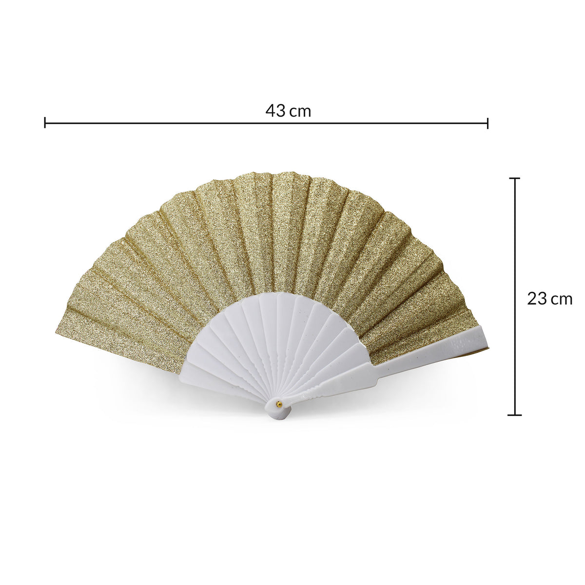 Éventail pailleté doré OLILLY grand format, 43 cm ouvert
