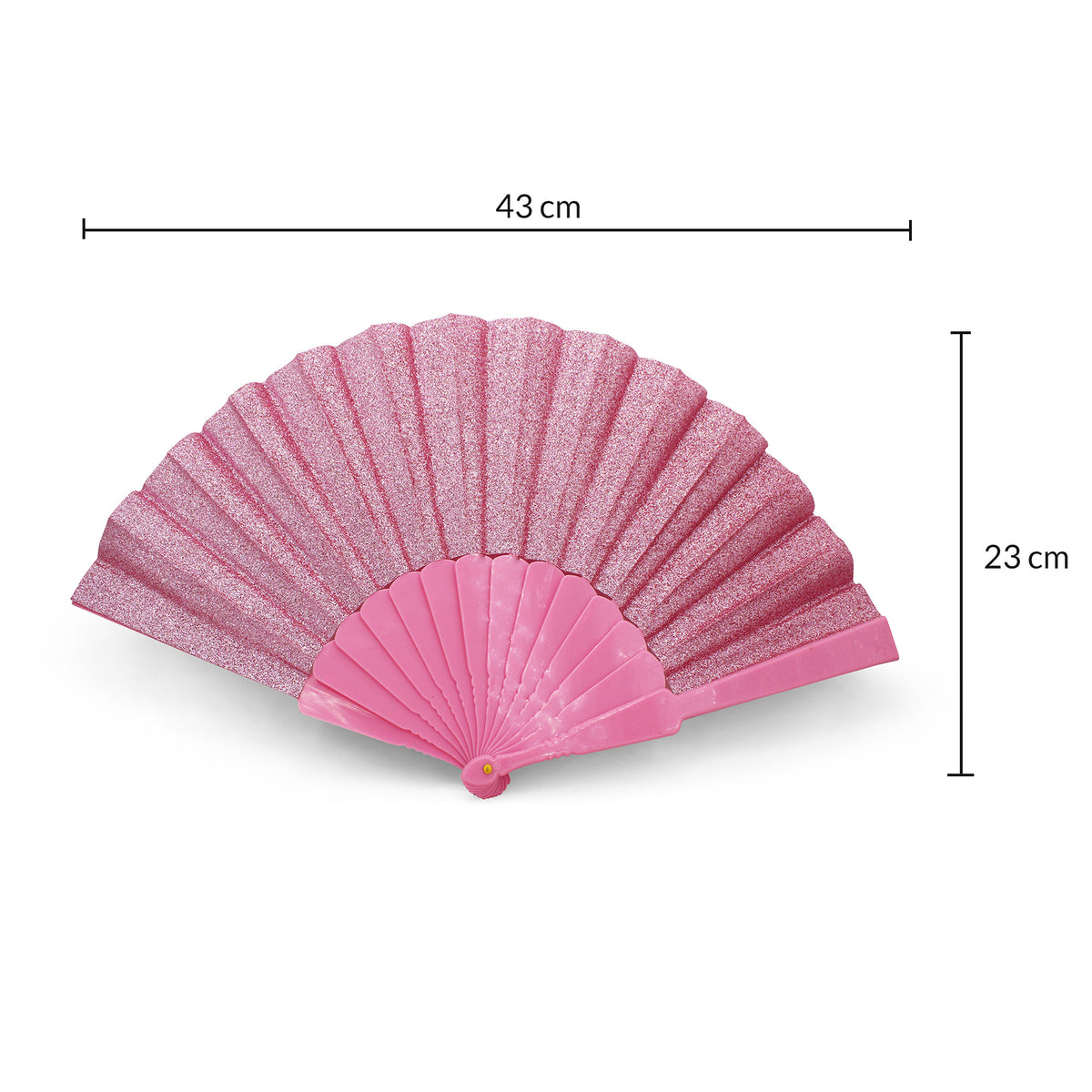 Éventail pailleté rose OLILLY grand format, 43 cm ouvert